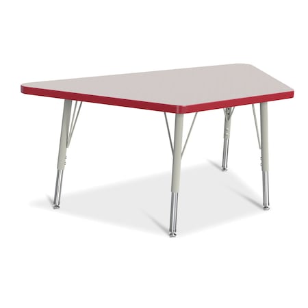 Jonti-Craft Berries Trapezoid Activity Tables, 24 in. x 48 in., E-height, Freckled Gray/Red/Gray 6438JCE008